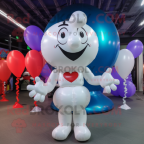 White Heart Shaped Balloons mascot costume character dressed with a Turtleneck and Headbands