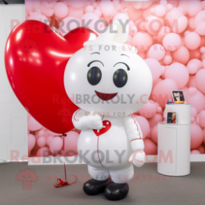White Heart Shaped Balloons mascot costume character dressed with a Turtleneck and Headbands