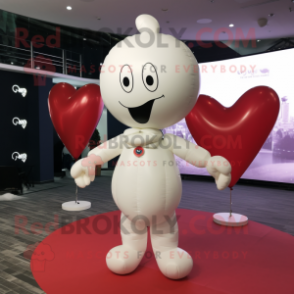 White Heart Shaped Balloons mascot costume character dressed with a Turtleneck and Headbands