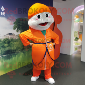 nan Mandarin mascot costume character dressed with a Joggers and Tie pins