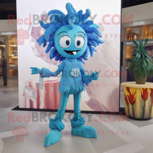 Sky Blue Medusa maskot...