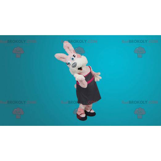 Rosa og hvit kaninmaskot - Redbrokoly.com