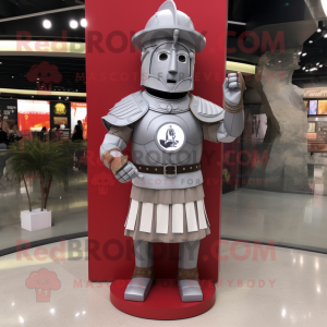 Gray Roman Soldier mascot costume character dressed with a Dress Shirt and Digital watches