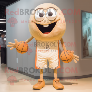 Beige Basketball Ball mascot costume character dressed with a Shorts and Cummerbunds