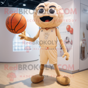 Beige Basketball Ball mascot costume character dressed with a Shorts and Cummerbunds