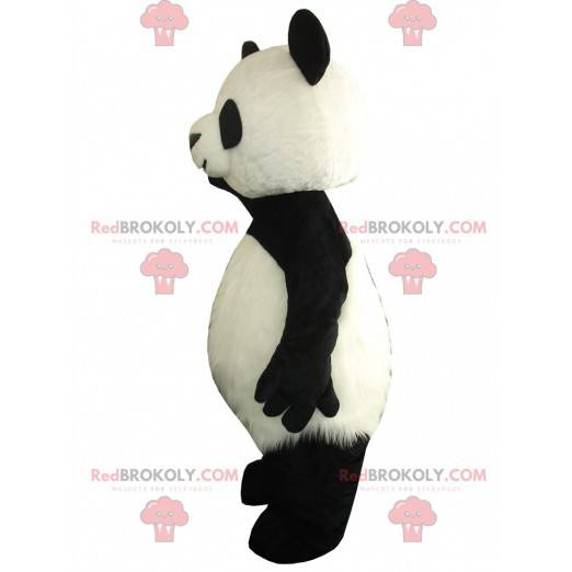 Mascote de panda gigante, fantasia de urso gigante preto e