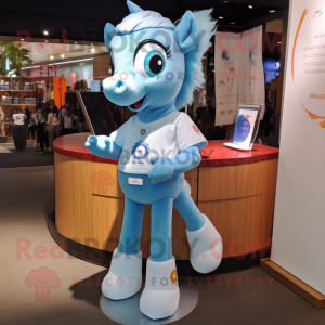 Sky Blue Mare maskot kostym...