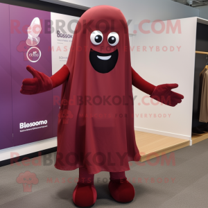 Maroon Ghost mascot costume character dressed with a Playsuit and Shoe laces