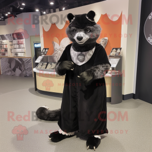 Black Badger mascot costume character dressed with a Wrap Dress and Coin purses