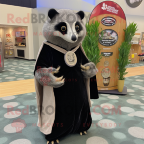 Black Badger mascot costume character dressed with a Wrap Dress and Coin purses