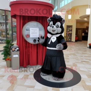 Black Badger mascot costume character dressed with a Wrap Dress and Coin purses