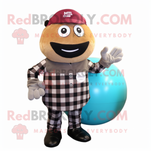 nan Human Cannon Ball mascot costume character dressed with a Flannel Shirt and Tie pins