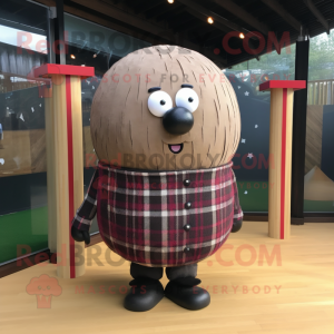 nan Human Cannon Ball mascot costume character dressed with a Flannel Shirt and Tie pins