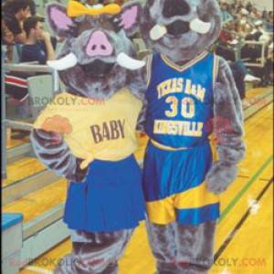 2 wild pig boar mascots - Redbrokoly.com