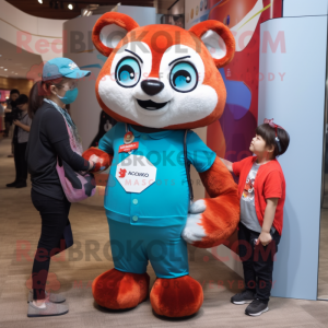 Cyan Red Panda mascotte...