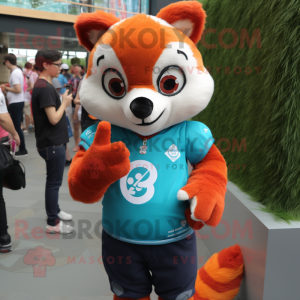 Cyan Red Panda mascotte...