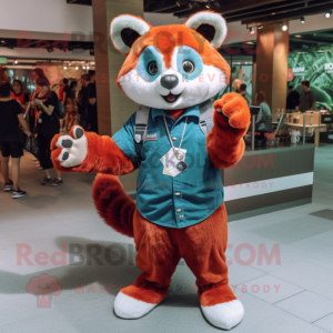 Cyan Red Panda mascotte...