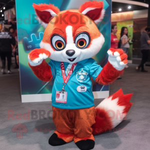 Cyan Red Panda maskot...