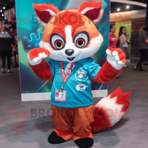 Cyan Red Panda w kostiumie...