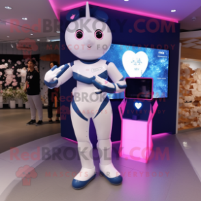 Navy Arrow Of Love mascot costume character dressed with a Bodysuit and Digital watches