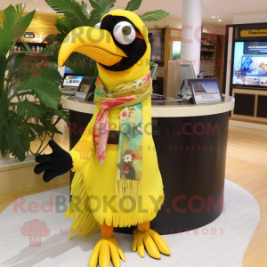 Gul Toucan maskot kostume...