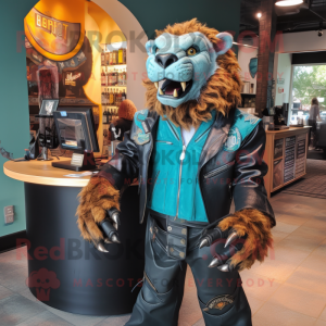 Teal Smilodon mascotte...