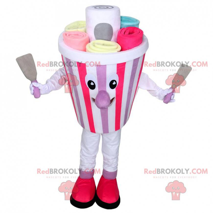 Mascota de la olla de helado, disfraz de helado plancha