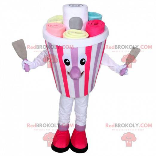 Ice cream pot mascotte, bevroren plancha-ijskostuum -