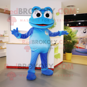 Sky Blue Frog maskot drakt...