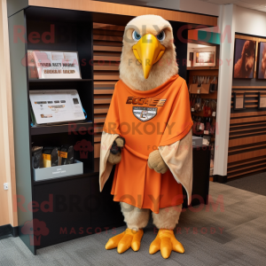 Orange Bald Eagle mascot costume character dressed with a Cover-up and Tote bags