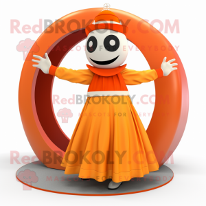 Orange Ring Master mascot costume character dressed with a Circle Skirt and Mittens