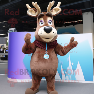 Brown Reindeer mascot costume character dressed with a Sheath Dress and Gloves