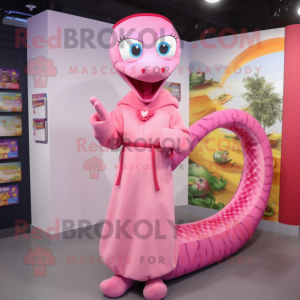 Pink Snake maskot kostume...