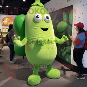 Lime Green Radish mascot costume character dressed with a Rash Guard and Backpacks