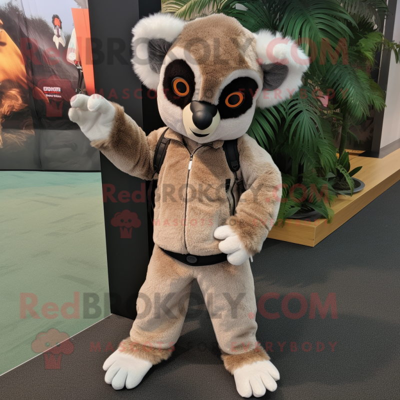 nan Lemur mascot costume character dressed with a Corduroy Pants and Foot pads nan Lemur mascot costume character dressed with a Corduroy Pants and Foot pads