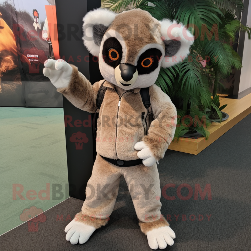 nan Lemur mascot costume character dressed with a Corduroy Pants and Foot pads