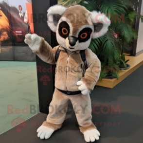 nan Lemur mascot costume character dressed with a Corduroy Pants and Foot pads