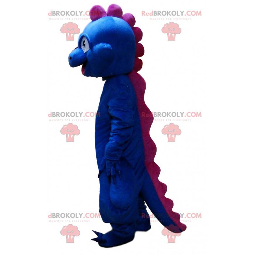 Mascota de dinosaurio azul y rosa, disfraz de dragón -