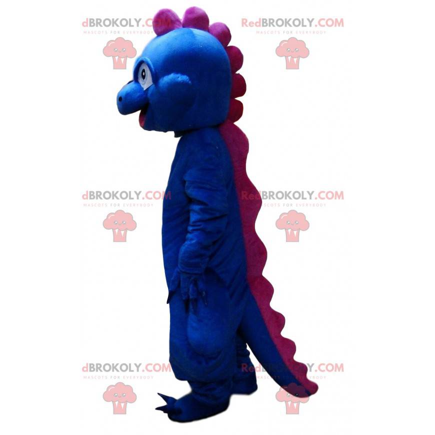 Mascote de dinossauro azul e rosa, fantasia de dragão - Mascote de dinossauro azul e rosa, fantasia de dragão -