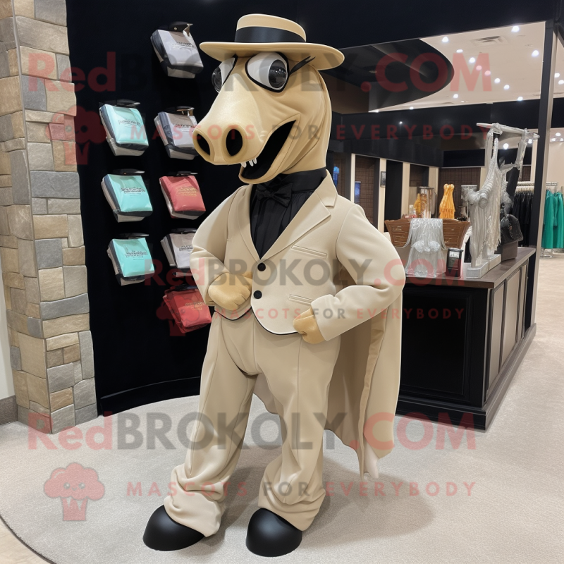 Tan Horse mascot costume character dressed with a Tuxedo and Wallets