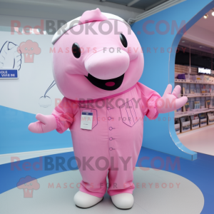 Pink Whale maskot kostume...