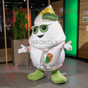 White Melon mascot costume character dressed with a Parka and Necklaces