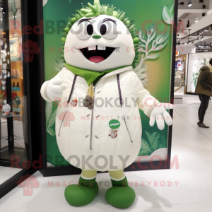 White Melon mascot costume character dressed with a Parka and Necklaces