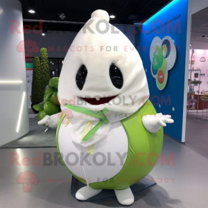 White Melon mascot costume character dressed with a Parka and Necklaces