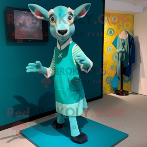 Teal Goat maskot kostume...