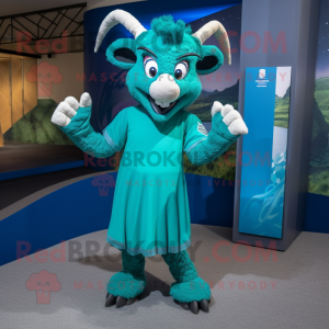 Teal Goat maskot kostume...