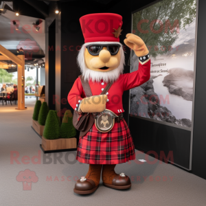 Röd säckpipa maskot kostym...