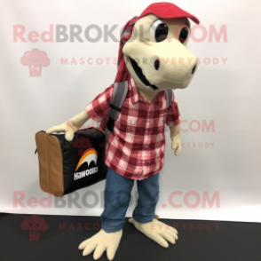 nan Hydra mascot costume character dressed with a Flannel Shirt and Briefcases