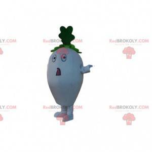 Gigantyczna biała rzodkiew maskotka, zabawny kostium warzyw -