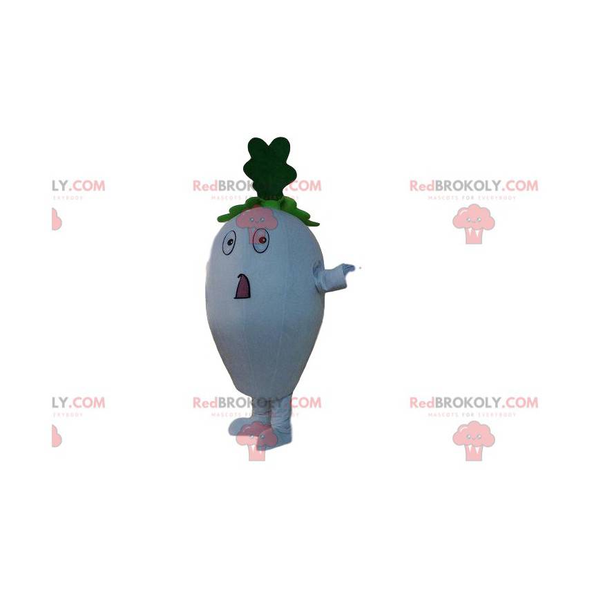 Mascotte de radis blanc géant, costume de légume rigolo -
